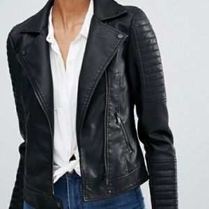 Noisy May Vegan Leather Moto Jacket